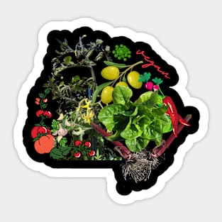 vegan lifestyle - live sustainably with vegetables and salad Sticker